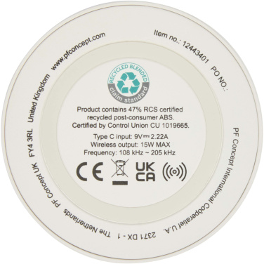 Logo trade promotional merchandise image of: Freal 15W recycled plastic wireless charging pad
