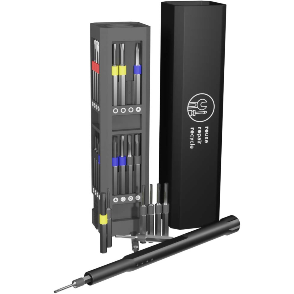 Logo trade business gift photo of: SCX.design T20 30-piece screwdriver and repair set in aluminium case