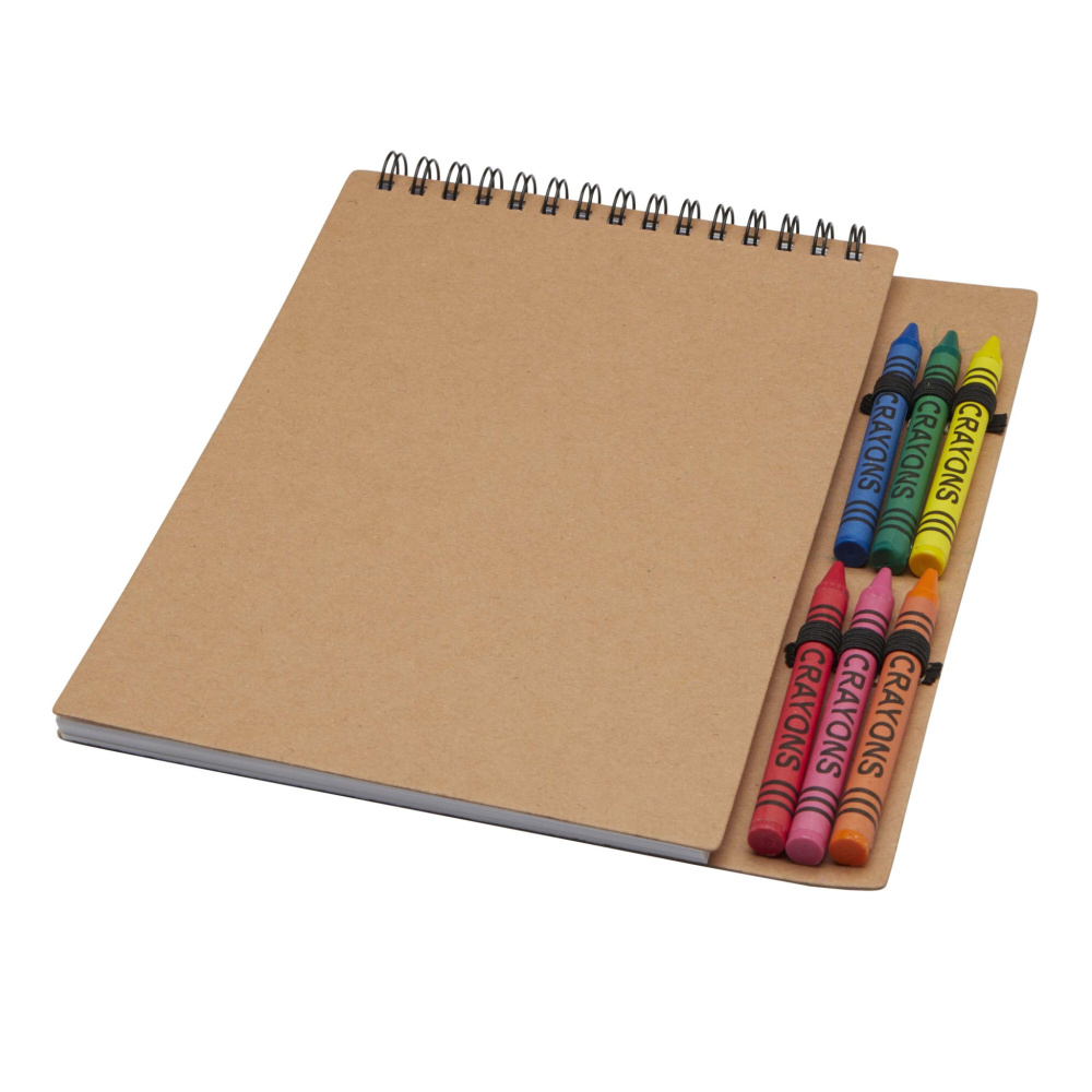 Logotrade promotional merchandise image of: Doodle A5 spiral soft cover notebook and crayon set