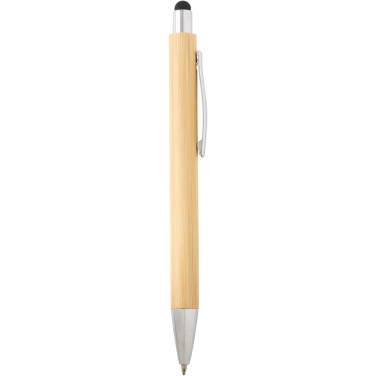 Logo trade promotional merchandise image of: Oblys bamboo ballpoint pen and mechanical pencil set (black ink)