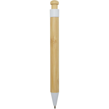 Logo trade promotional gift photo of: Rattan bamboo and recycled plastic ballpoint pen (black ink)