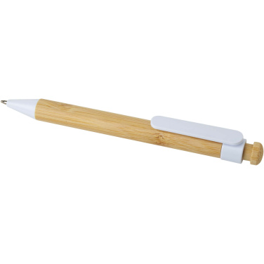 Logo trade promotional product photo of: Rattan bamboo and recycled plastic ballpoint pen (black ink)