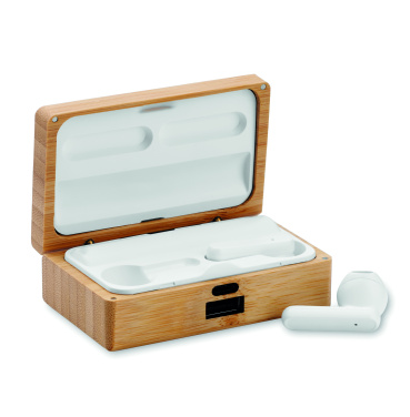 Logo trade corporate gifts picture of: TWS earbuds in bamboo case