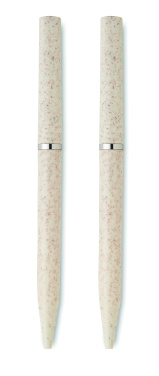 Logo trade advertising products image of: Wheat straw/ABS twist pen set