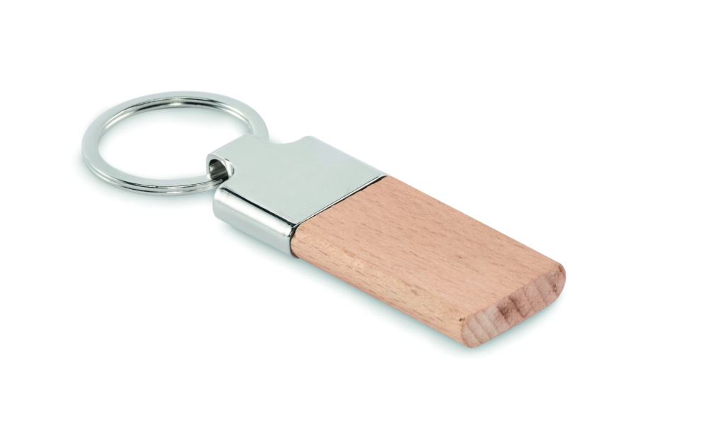 Logo trade promotional items image of: Key ring with rubber wood
