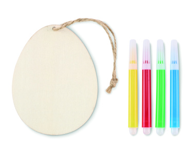 Logo trade promotional giveaways image of: Wooden egg painting set