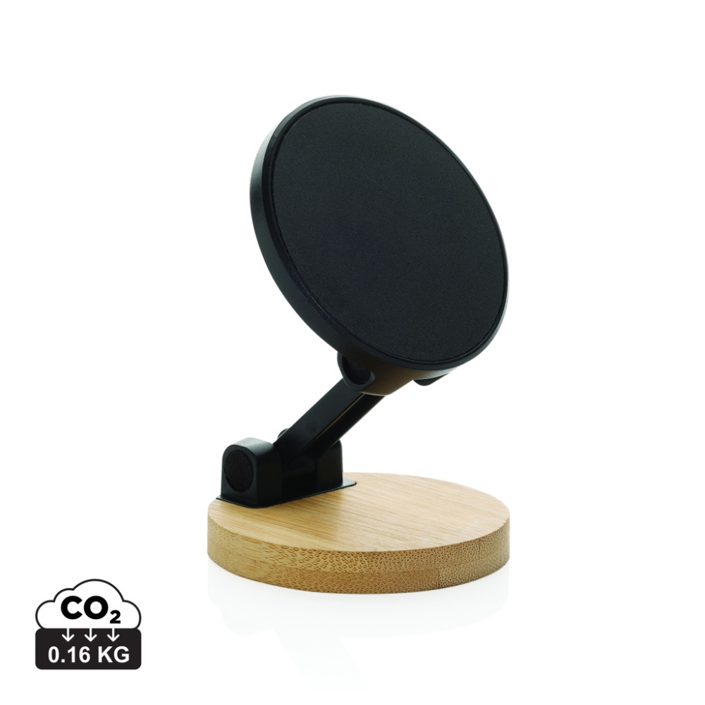 Logo trade promotional products picture of: Magmount RCS recycled plastic and bamboo phone stand