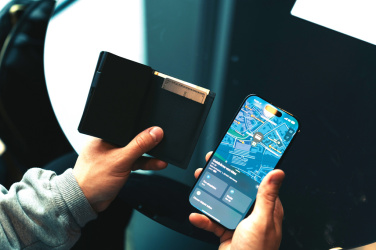 Logo trade promotional merchandise image of: Seekcard RCS rpolyester card wallet with worldwide locating