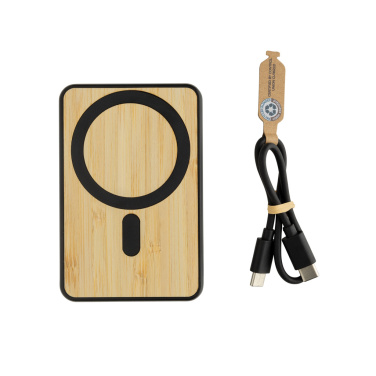 Logo trade promotional giveaways image of: Zen RCS rplastic 5000 mah 5W magnetic bamboo powerbank