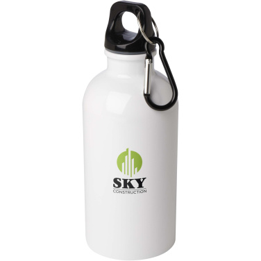 Logotrade promotional merchandise photo of: Oregon 400 ml RCS certified single wall stainless steel water bottle with carabiner