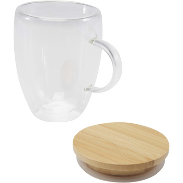 Logo trade promotional merchandise image of: Leona 350 ml glass cup with bamboo lid