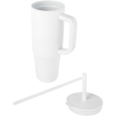 Logo trade promotional items image of: Brady 900 ml RCS certified insulated tumbler with silicone straw