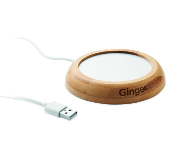 Logo trade business gift photo of: Bamboo mug warmer with USB