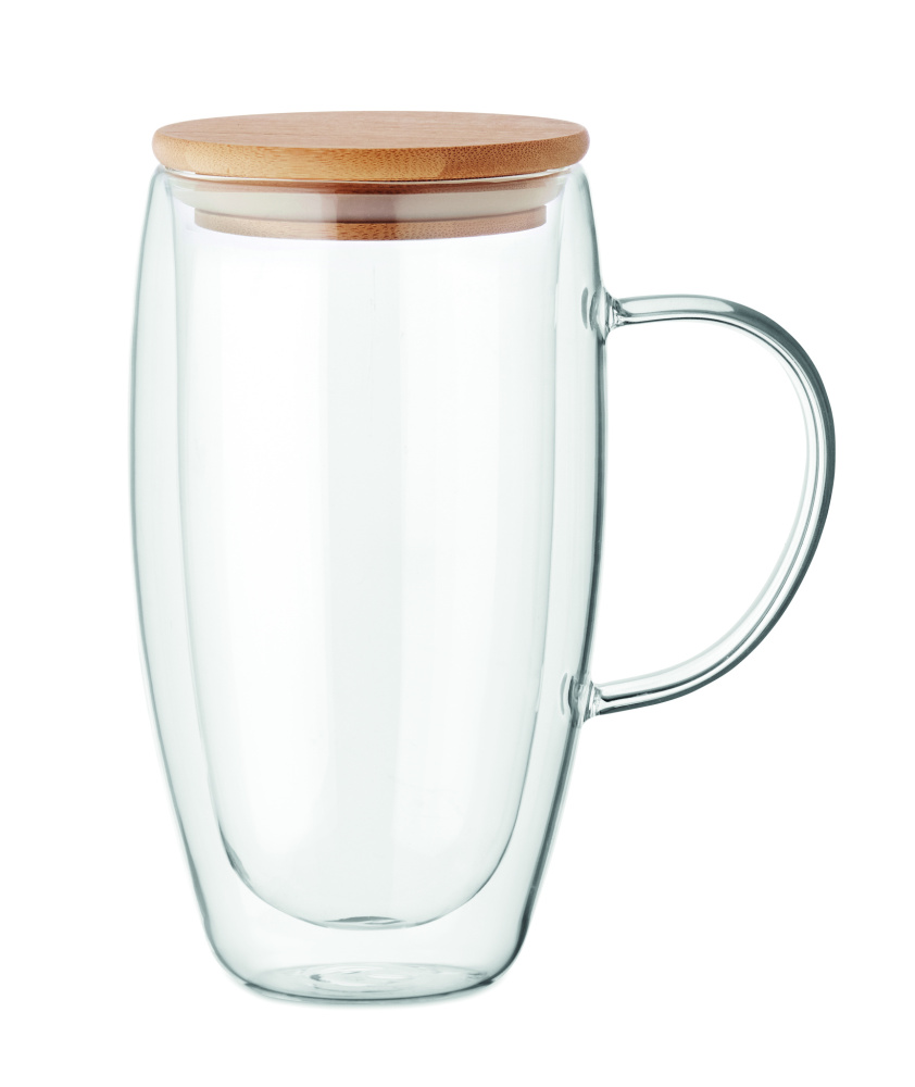 Logo trade corporate gifts image of: Double wall glass mug 450ml
