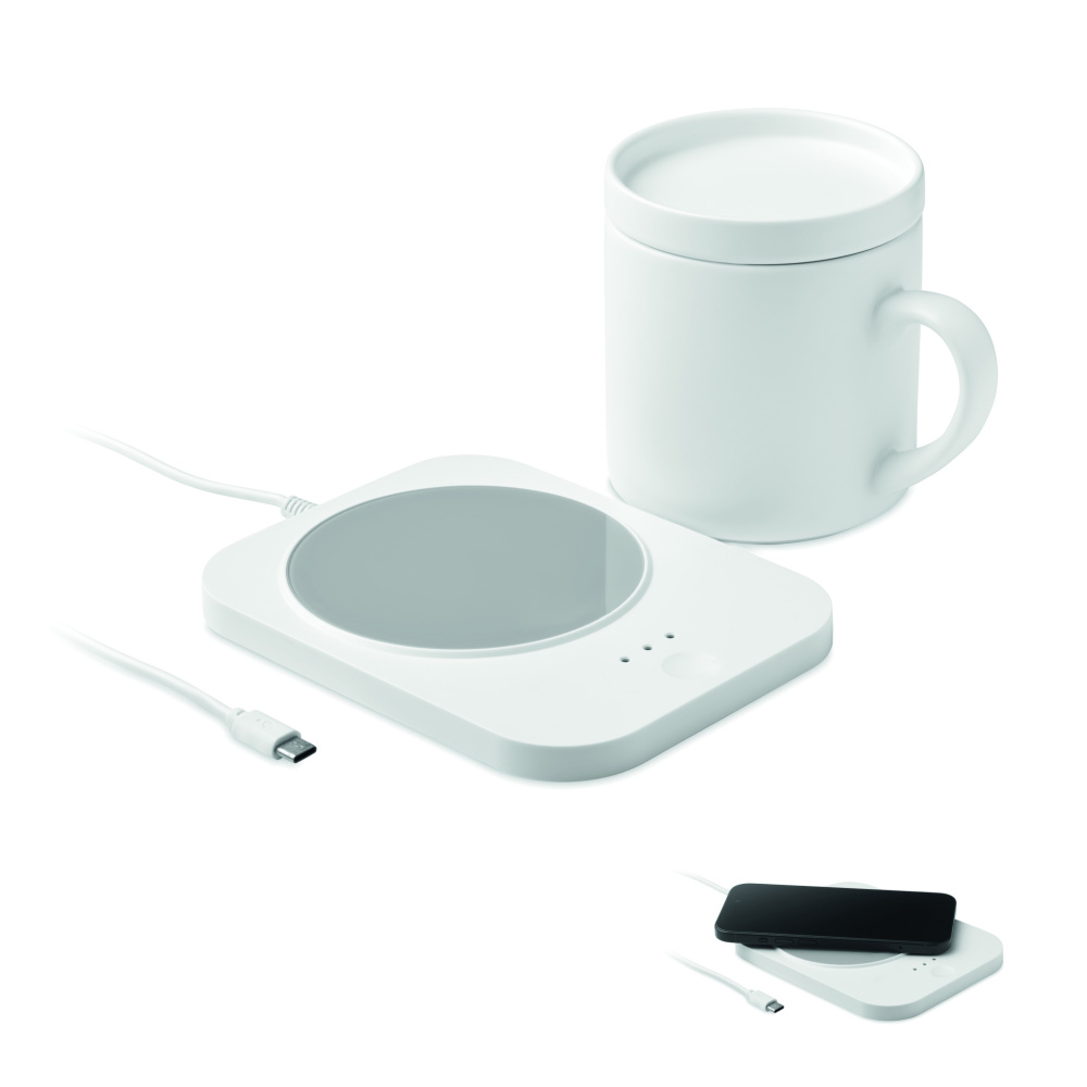 Logotrade advertising products photo of: Wireless charger mug warmer set