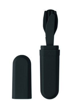 Logo trade business gifts image of: Cutlery set and case in PLA