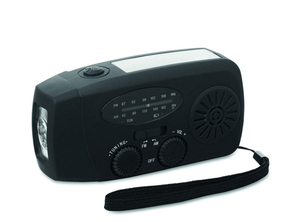 Logo trade promotional giveaways image of: Portable radio SOS with LED torch