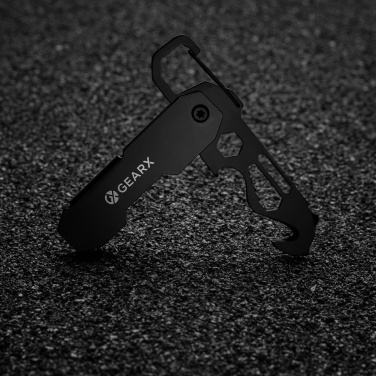 Logo trade corporate gifts image of: Gear X foldable EDC tool with carabiner and parcel cutter