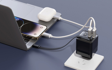 Logo trade promotional item photo of: Urban Vitamin Mendocino 65W GaN charger retractable cable