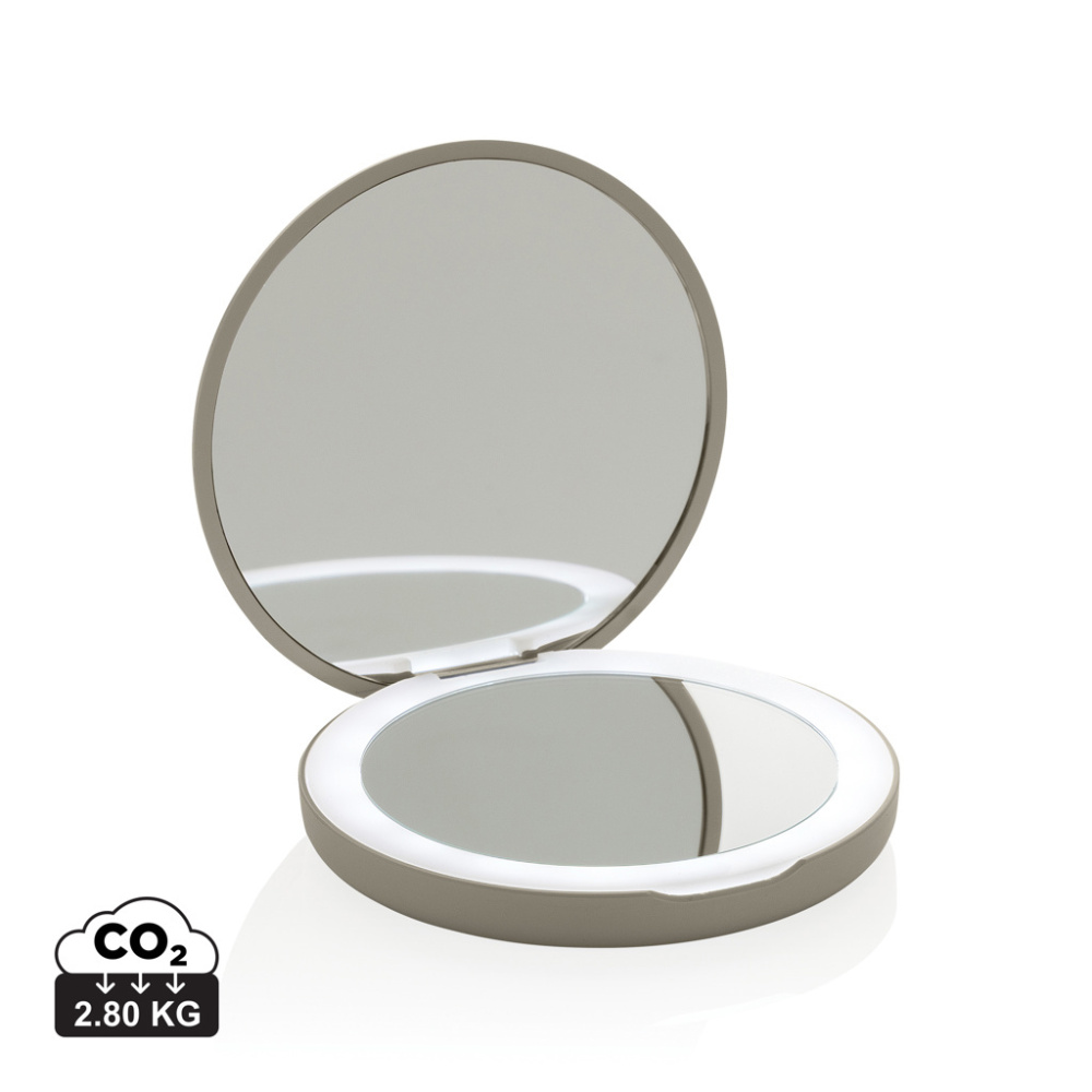Logotrade promotional merchandise image of: Lumora RCS recycled plastic LED re-chargeable make-up mirror