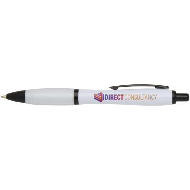 Logotrade corporate gift image of: Nash recycled plastic ballpoint pen with black trims (black ink)