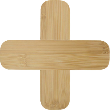 Logo trade promotional giveaways image of: Croc bamboo trivet - large