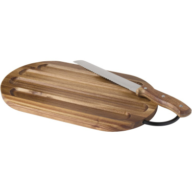 Logotrade promotional item picture of: Prestige acacia wood chopping board with bread knife
