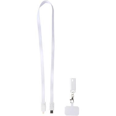 Logo trade promotional item photo of: Franz recycled plastic smartphone lanyard with built-in data sync and 65W fast charge 5-in-1 cable