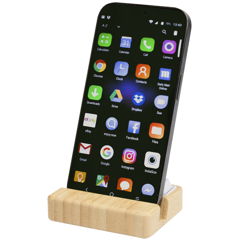 Logotrade promotional product image of: Algol recycled plastic phone stand and fidget toy with bamboo details