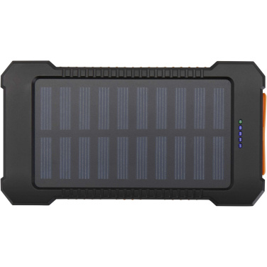 Logotrade promotional product image of: Altair 5000 mAh 10W recycled plastic rugged solar power bank with built-in torch