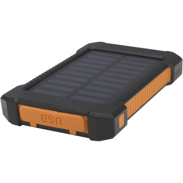 Logo trade promotional giveaways image of: Altair 5000 mAh 10W recycled plastic rugged solar power bank with built-in torch