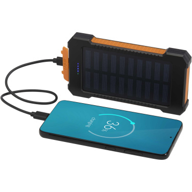 Logo trade promotional gift photo of: Altair 5000 mAh 10W recycled plastic rugged solar power bank with built-in torch