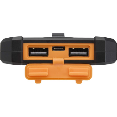 Logo trade promotional giveaway photo of: Altair 5000 mAh 10W recycled plastic rugged solar power bank with built-in torch