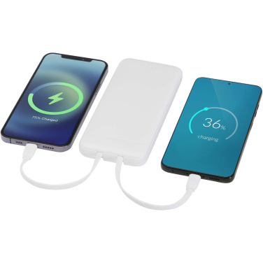 Logo trade promotional products image of: Adhil 10.000 mAh 10W recycled plastic power bank with 2 built-in cables