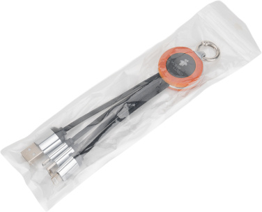 Logotrade promotional giveaway image of: 4-in-1 cable with elighted logo in a wooden casing