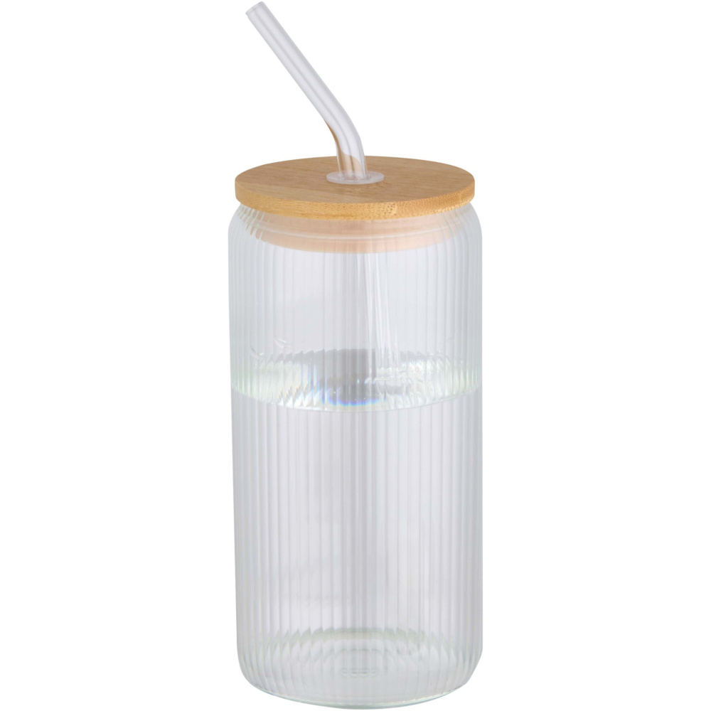 Logo trade promotional products picture of: Mirage 500 ml single-walled borosilicate glass jar with bamboo lid