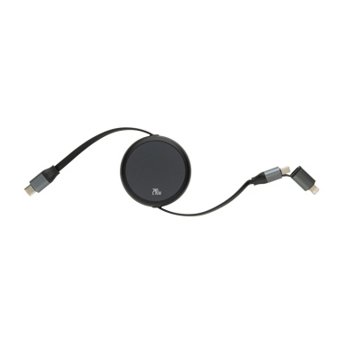 Logo trade promotional merchandise picture of: Terra RCS recycled aluminium retractable 240W 2-in-1 cable
