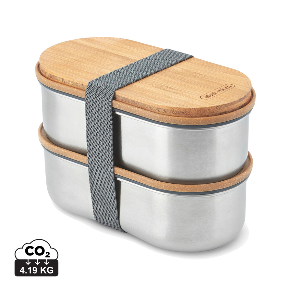 Logo trade promotional merchandise picture of: Black+Blum Stainless Steel Double Bento Box