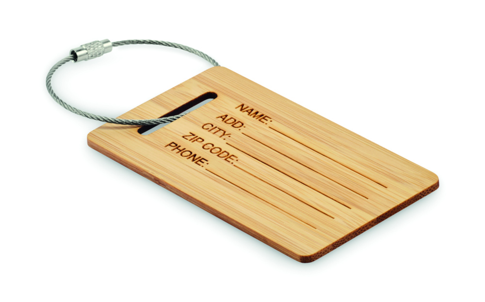 Logo trade advertising products picture of: Bamboo luggage tag