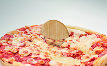 Logotrade business gift image of: Round bamboo pizza cutter