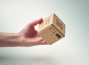 Logo trade promotional gifts image of: Bamboo twist snooze timer