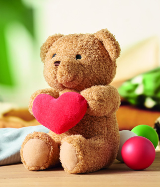 Logo trade promotional merchandise picture of: Teddy bear with heart 23cm