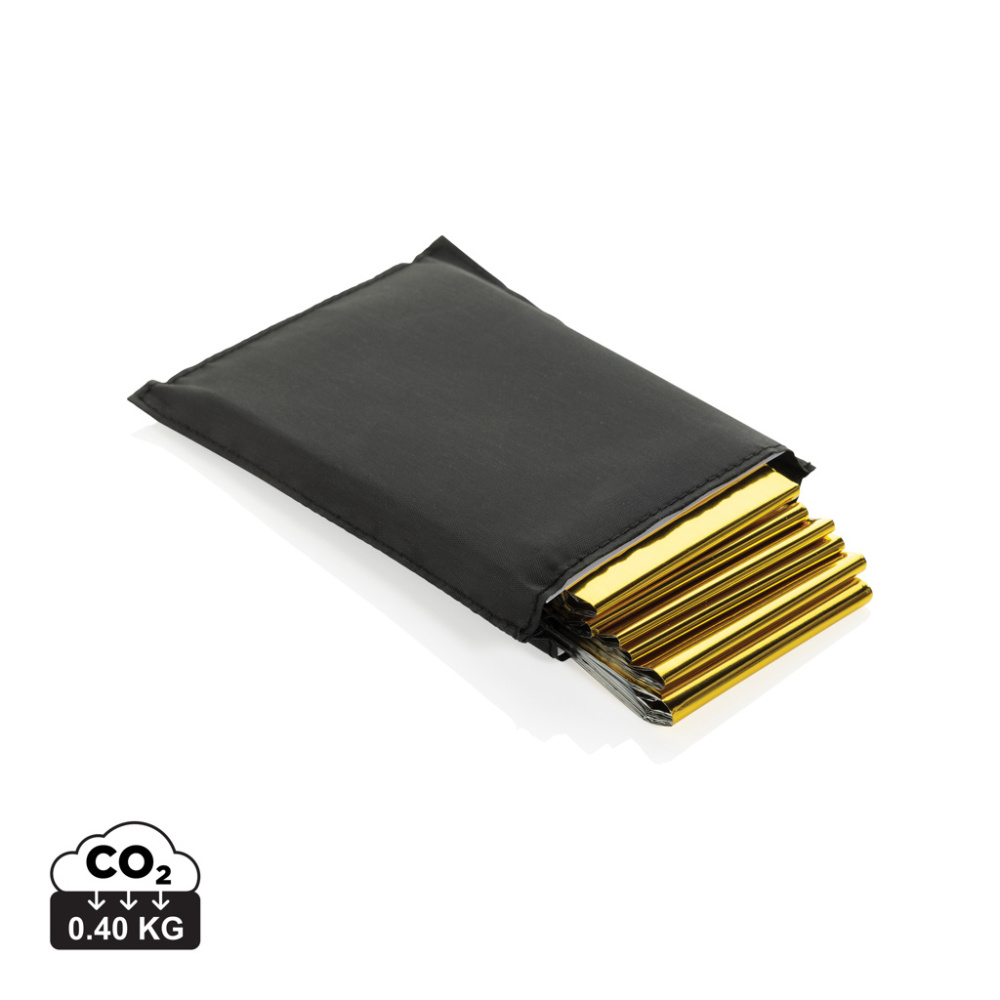 Logo trade advertising product photo of: Solra emergency blanket in RCS recycled RPET pouch