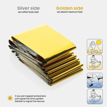 Logo trade promotional item photo of: Solra emergency blanket in RCS recycled RPET pouch