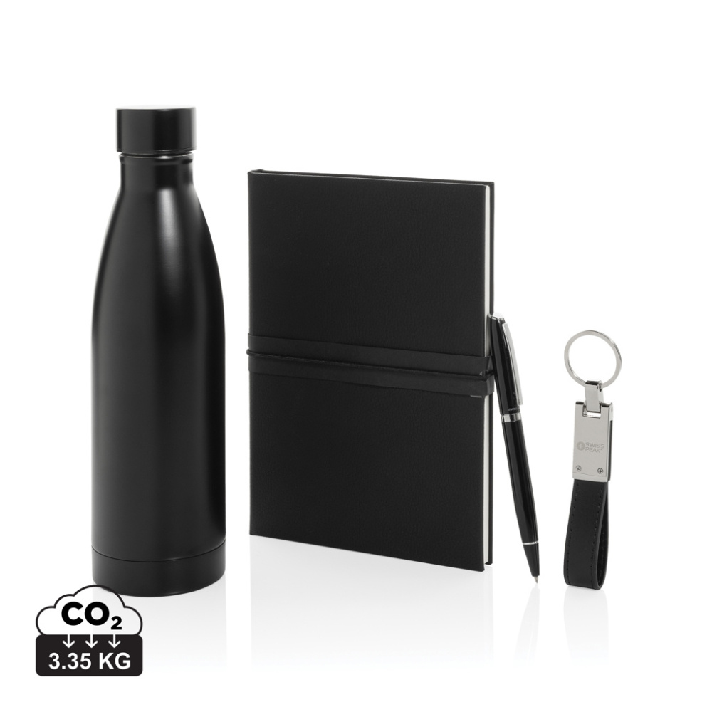 Logo trade corporate gifts picture of: Swiss Peak RCS deluxe business gift set w/ water bottle