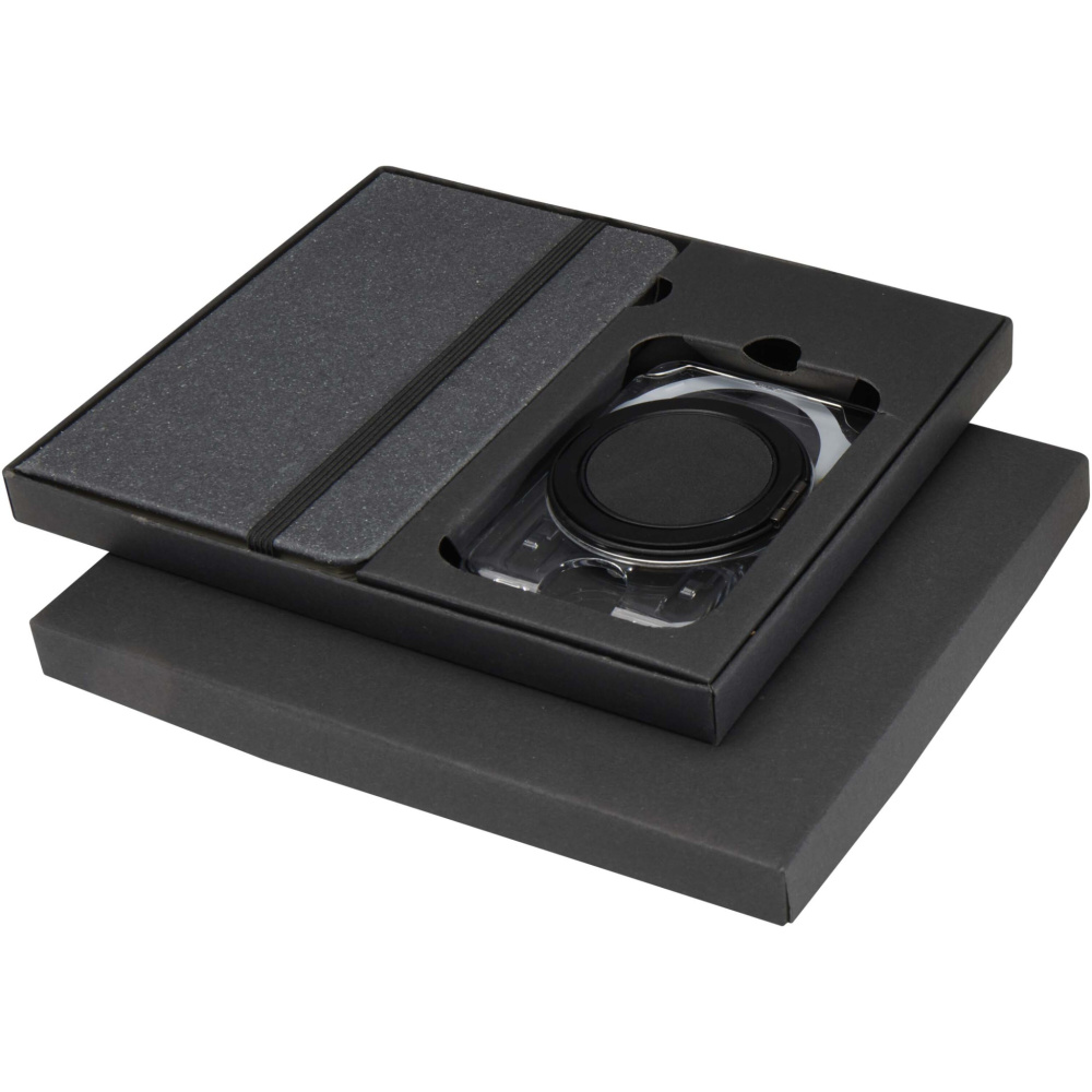 Logotrade promotional gift image of: Kern A6 hard cover notebook and MagSafe wallet gift set