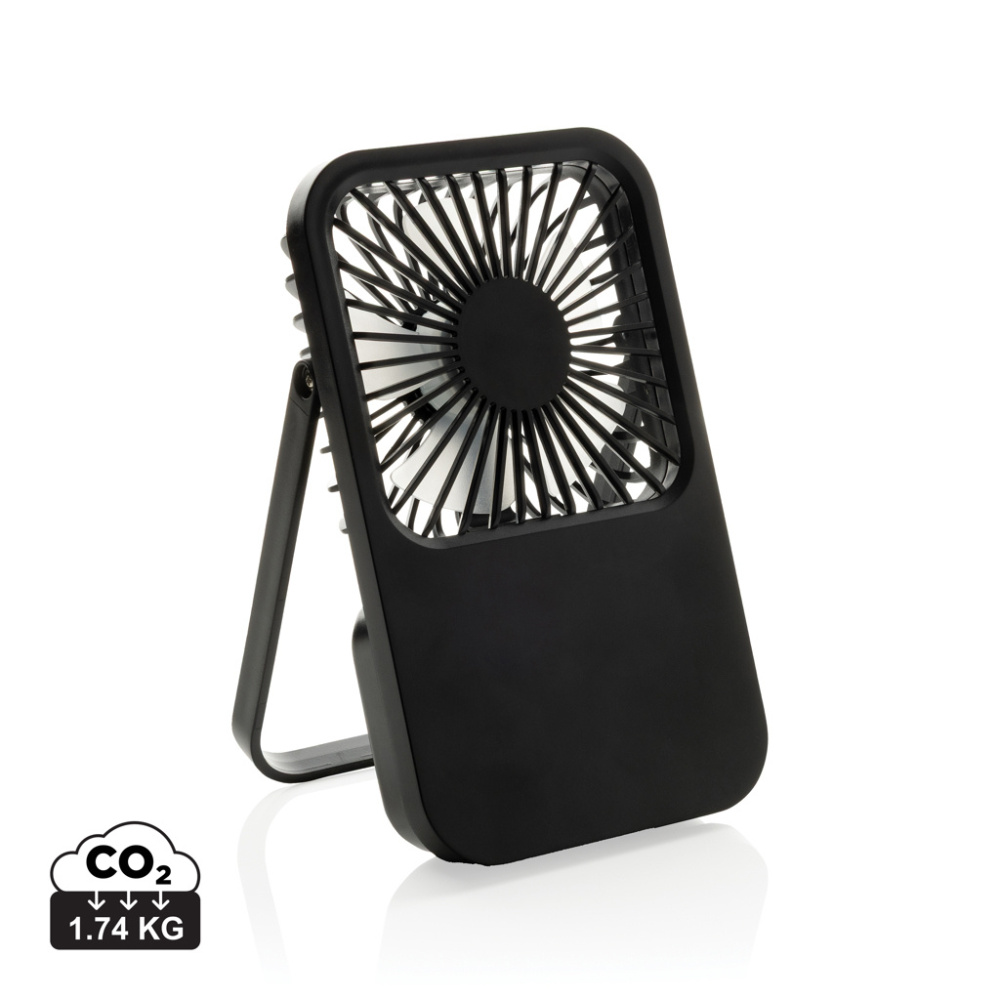 Logo trade promotional product photo of: Aervina RCS recycled plastic re-chargeable desk fan