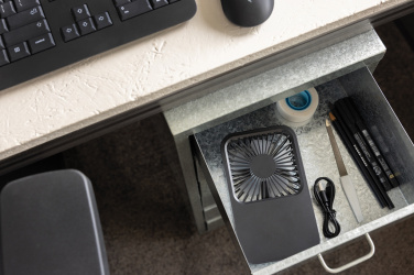 Logotrade corporate gift image of: Aervina RCS recycled plastic re-chargeable desk fan