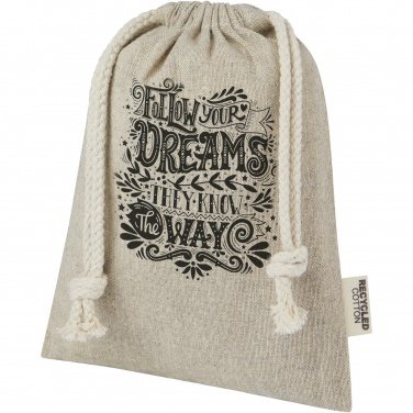 Logo trade reklaamkingitused foto: Pheebs 150 g/m² GRS taaskasutatud puuvillast kinkekott väike 0,5L