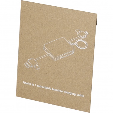Logotrade firmakingi foto: Reel 6-in-1 sissetõmmatav bambusest võtmehoidja laadimiskaabel
